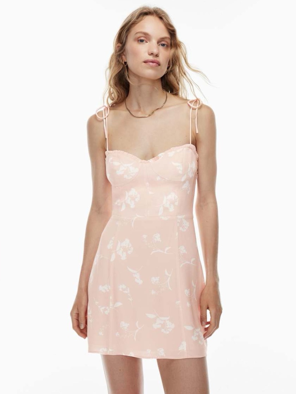 Aritzia Wilfred Fable Dress - Coral Blush Floral Sweetheart Bustier Mini Dress - Picture 3 of 11